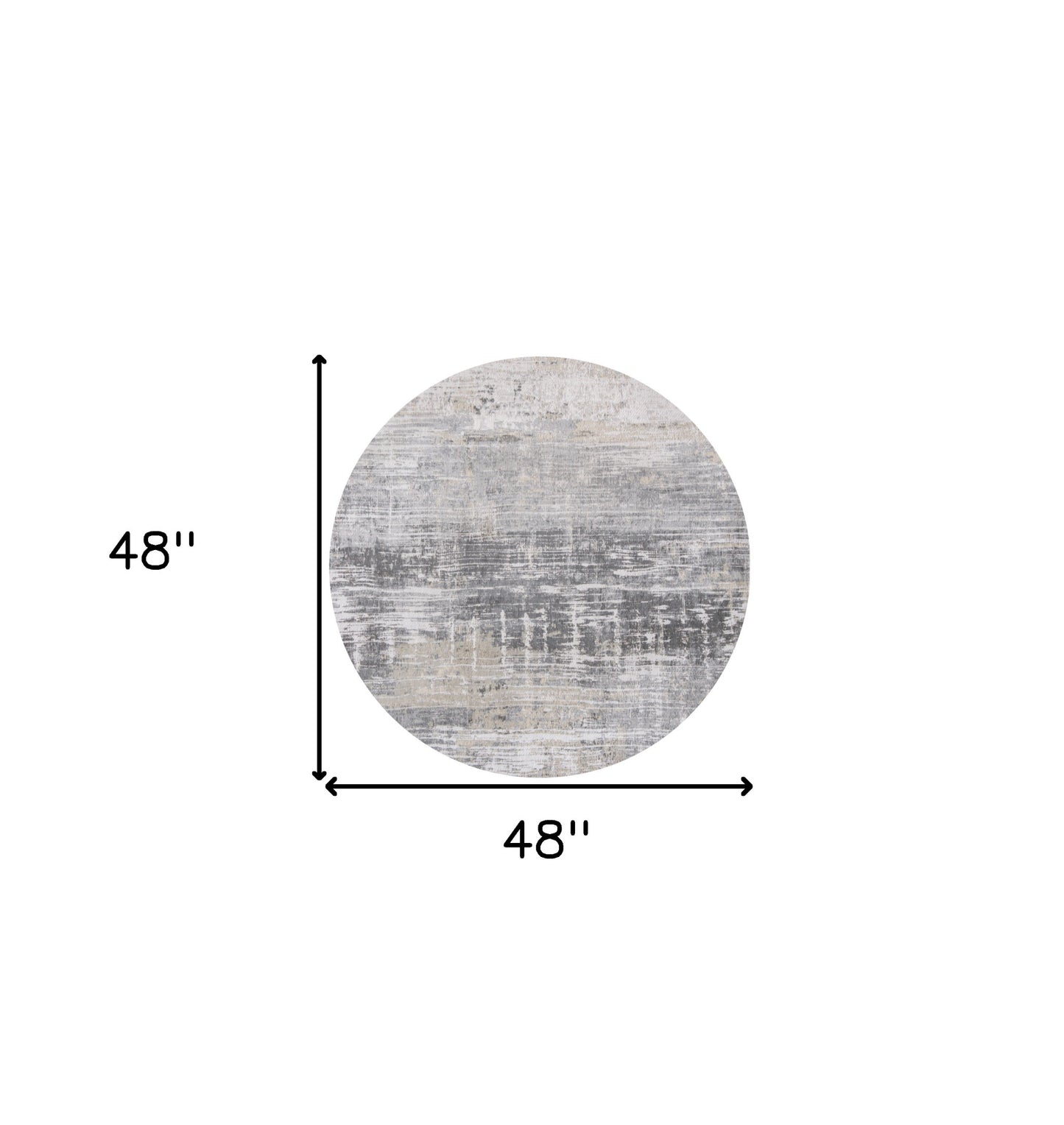 5' Gray and White Round Abstract Non Skid Area Rug