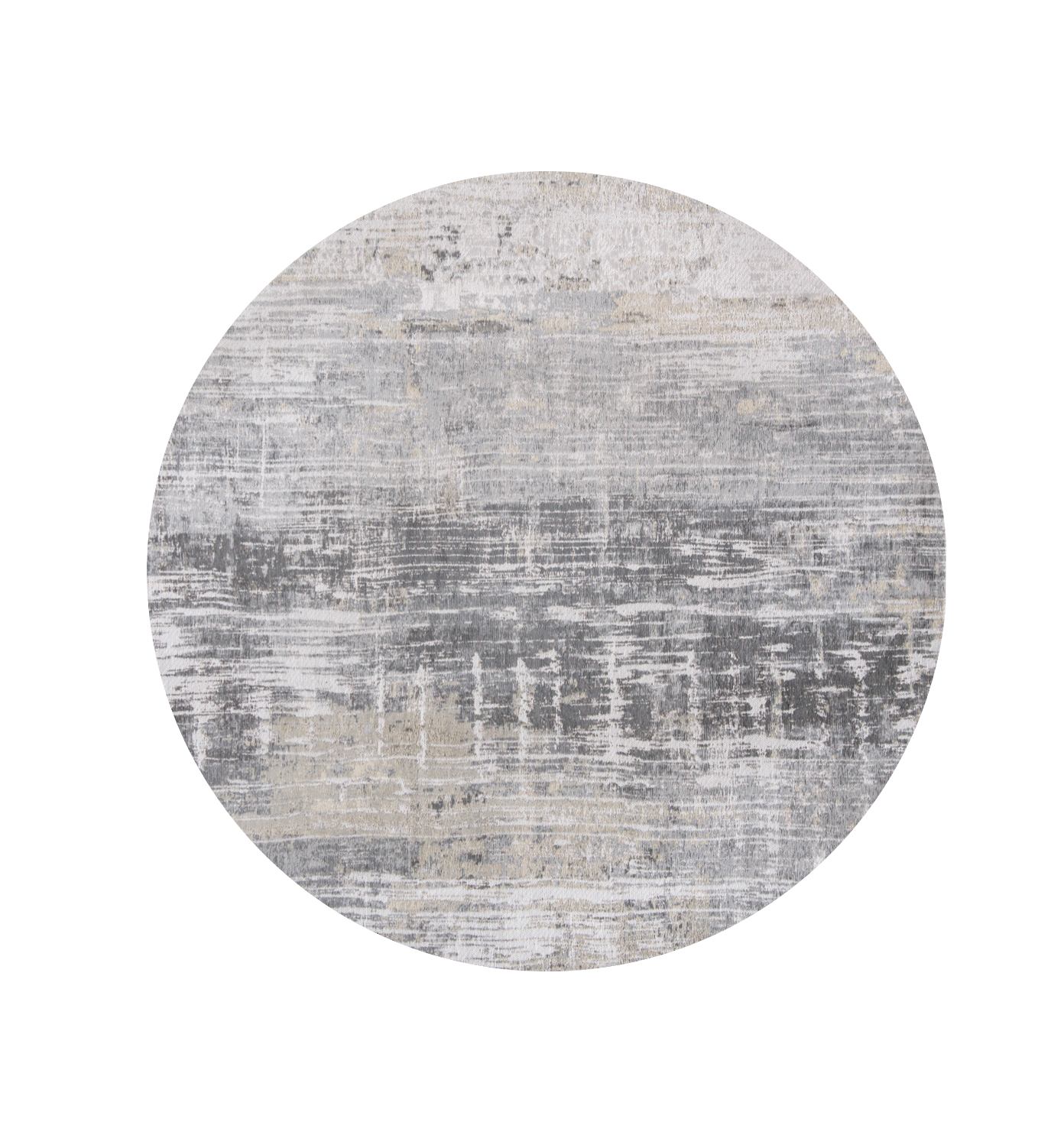 5' Gray and White Round Abstract Non Skid Area Rug