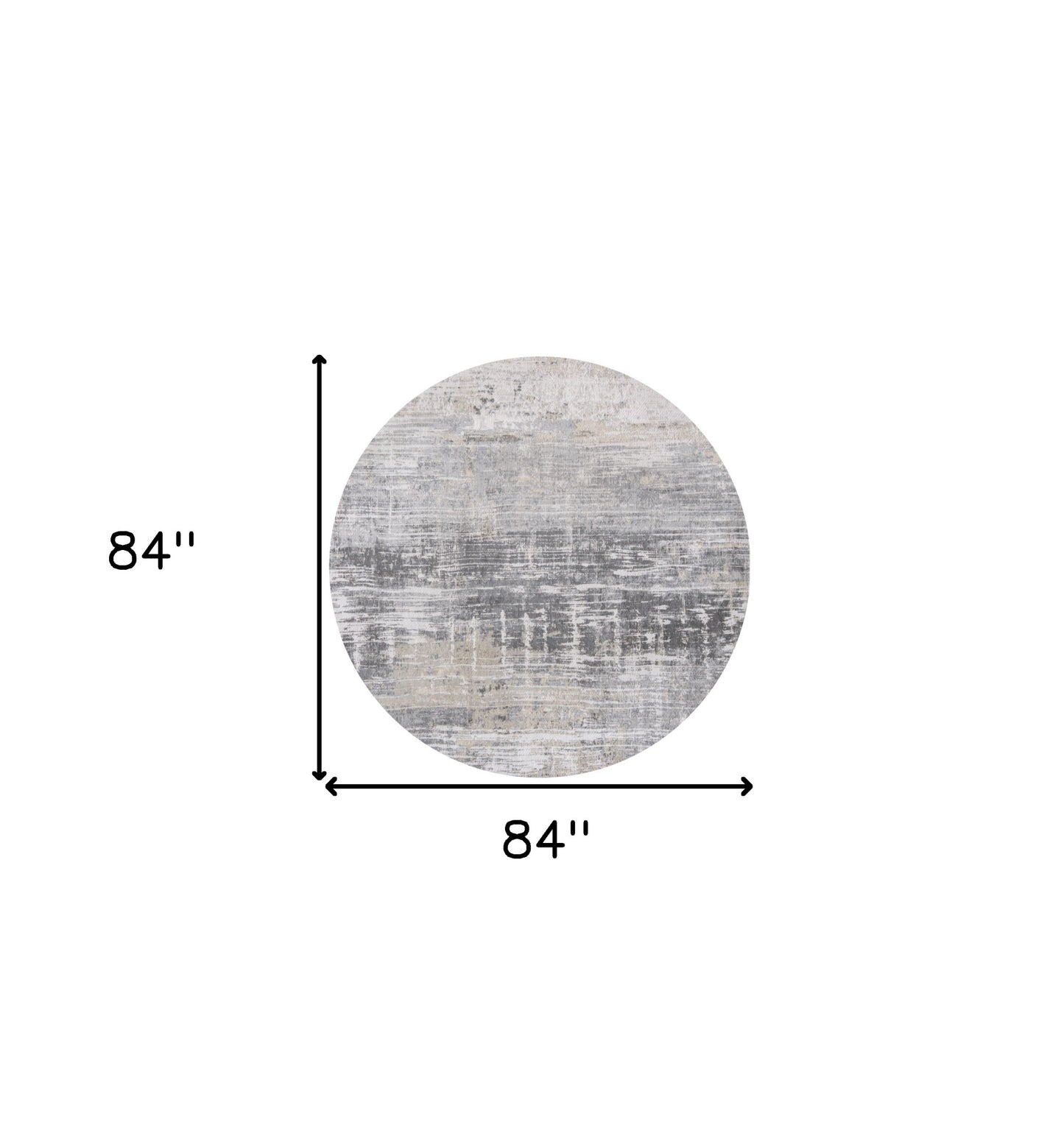 8' Gray and White Round Abstract Non Skid Area Rug