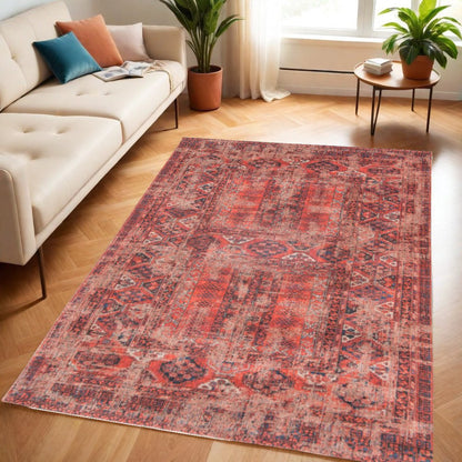 5' X 7' Red Oriental Non Skid Area Rug