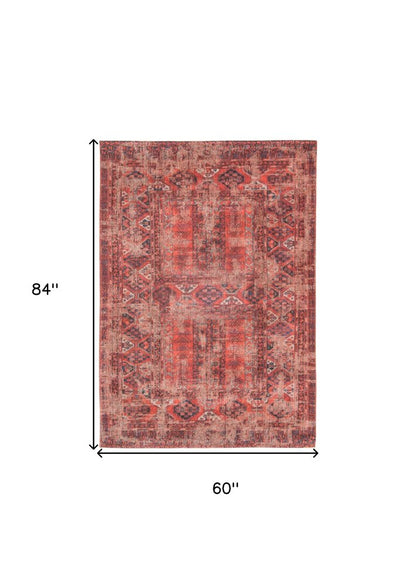 6' X 8' Red Oriental Non Skid Area Rug