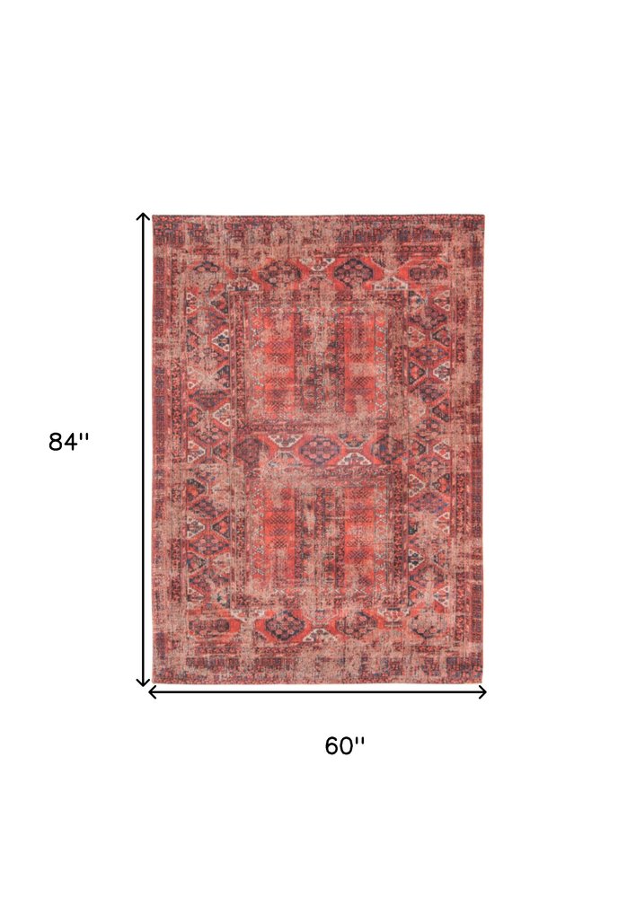 6' X 8' Red Oriental Non Skid Area Rug