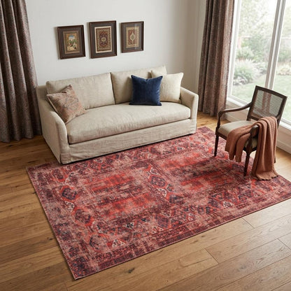 6' X 8' Red Oriental Non Skid Area Rug