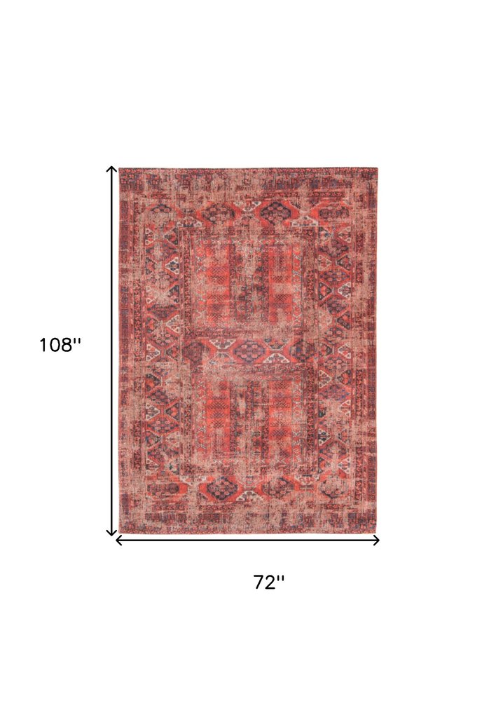 7' X 9' Red Oriental Non Skid Area Rug