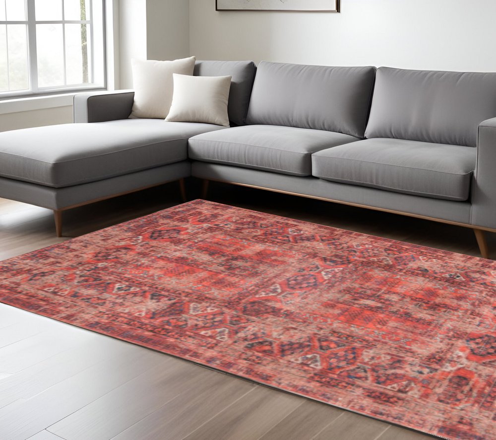 8' X 11' Red Oriental Non Skid Area Rug