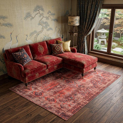 9' X 13' Red Oriental Non Skid Area Rug