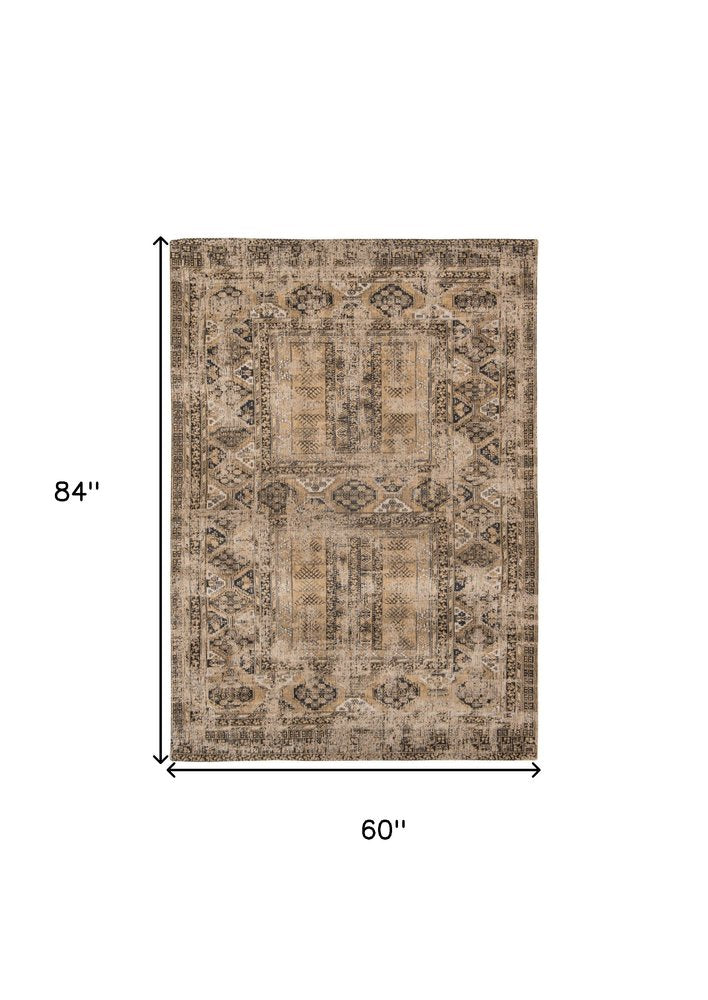 6' X 8' Brown Oriental Non Skid Area Rug