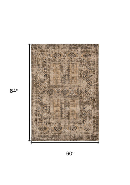 6' X 8' Brown Oriental Non Skid Area Rug