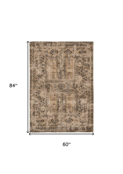 6' X 8' Brown Oriental Non Skid Area Rug