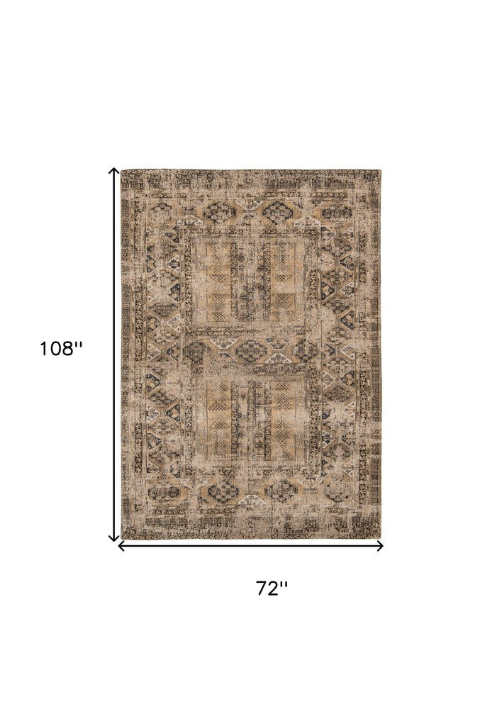 7' X 9' Brown Oriental Non Skid Area Rug