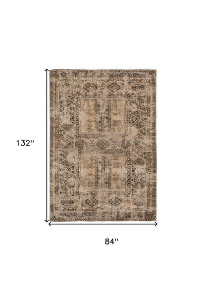 8' X 11' Brown Oriental Non Skid Area Rug