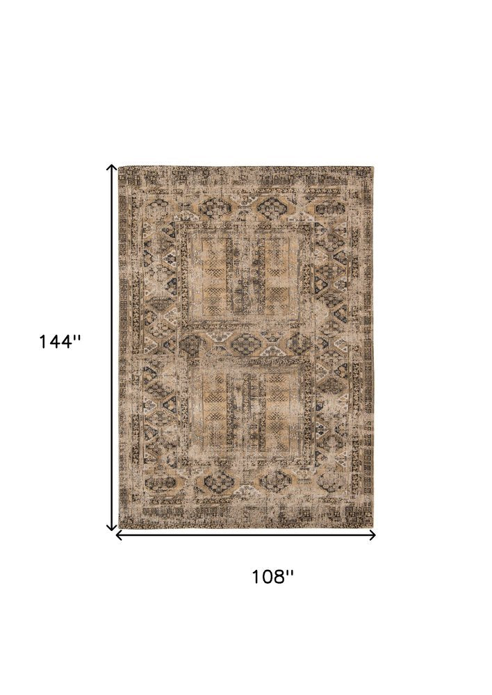 9' X 13' Brown Oriental Non Skid Area Rug