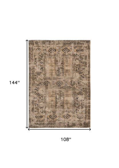 9' X 13' Brown Oriental Non Skid Area Rug