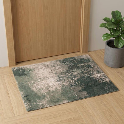 3' X 5' Beige and Green Abstract Non Skid Area Rug
