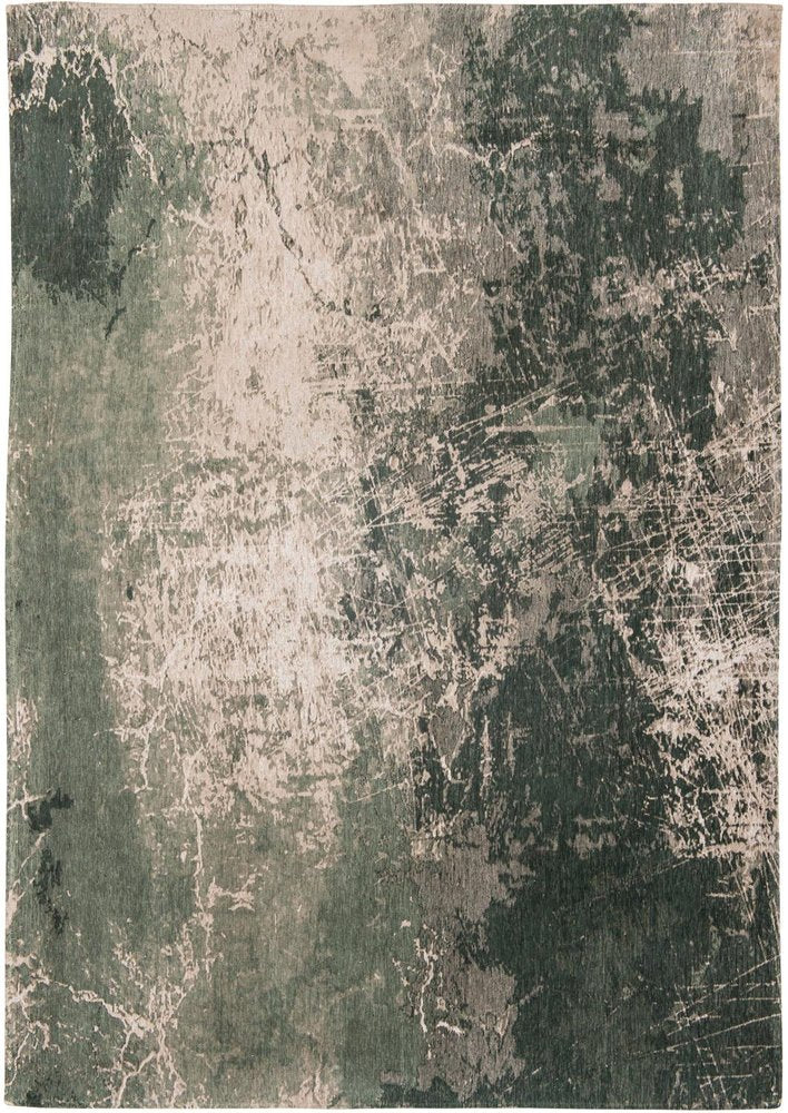 7' X 9' Beige and Green Abstract Non Skid Area Rug