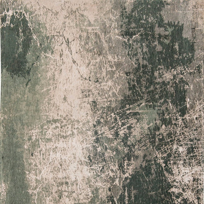 9' X 13' Beige and Green Abstract Non Skid Area Rug