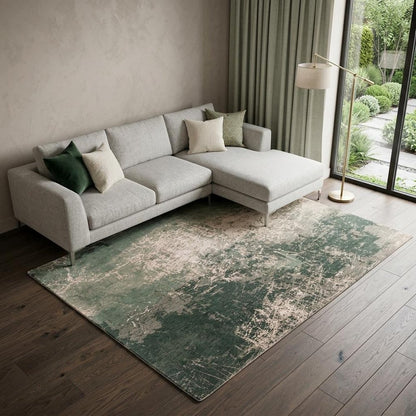 9' X 13' Beige and Green Abstract Non Skid Area Rug