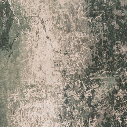 5' Beige and Green Round Abstract Non Skid Area Rug