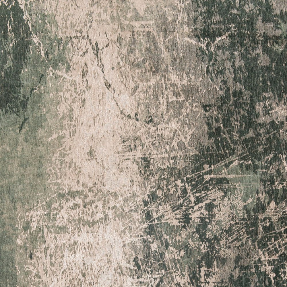 5' Beige and Green Round Abstract Non Skid Area Rug