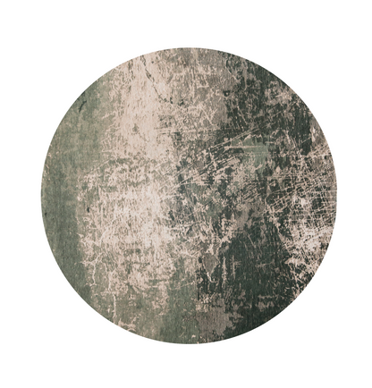 8' Beige and Green Round Abstract Non Skid Area Rug