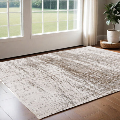 3' X 5' Gray and Beige Abstract Non Skid Area Rug
