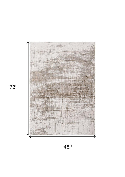 5' X 7' Gray and Beige Abstract Non Skid Area Rug