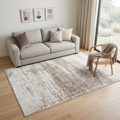 5' X 7' Gray and Beige Abstract Non Skid Area Rug