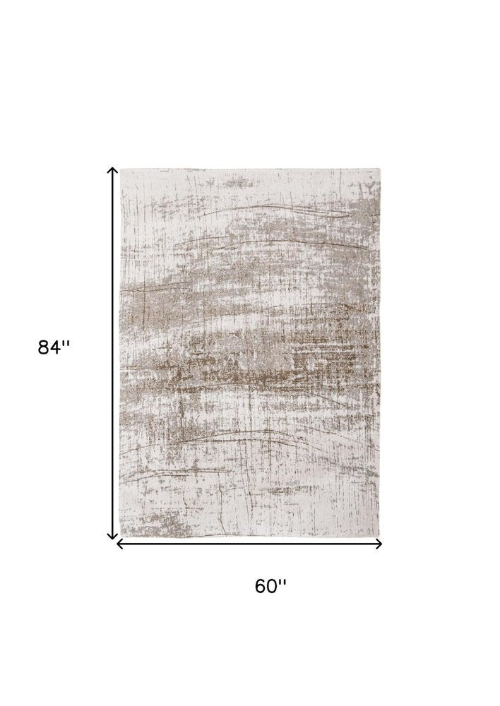 6' X 8' Gray and Beige Abstract Non Skid Area Rug