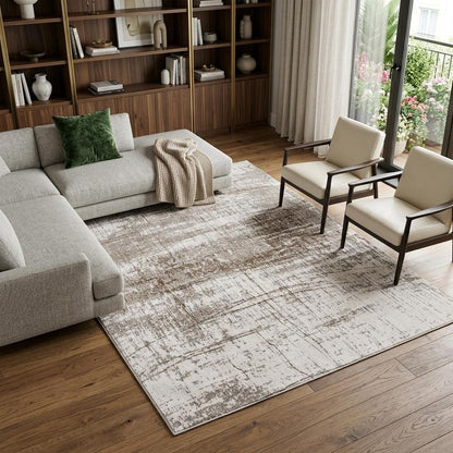 9' X 13' Gray and Beige Abstract Non Skid Area Rug