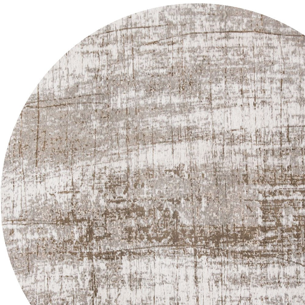 5' Gray and Beige Round Abstract Non Skid Area Rug