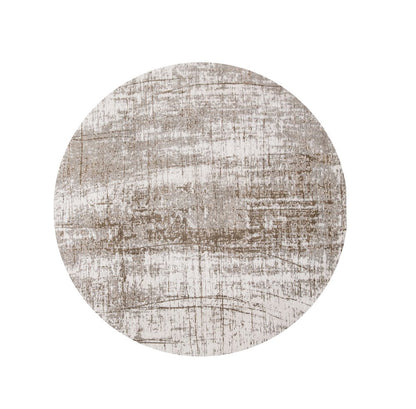 5' Gray and Beige Round Abstract Non Skid Area Rug