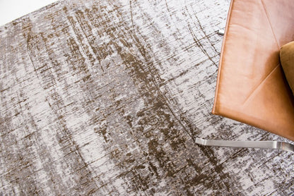 8' Gray and Beige Round Abstract Non Skid Area Rug