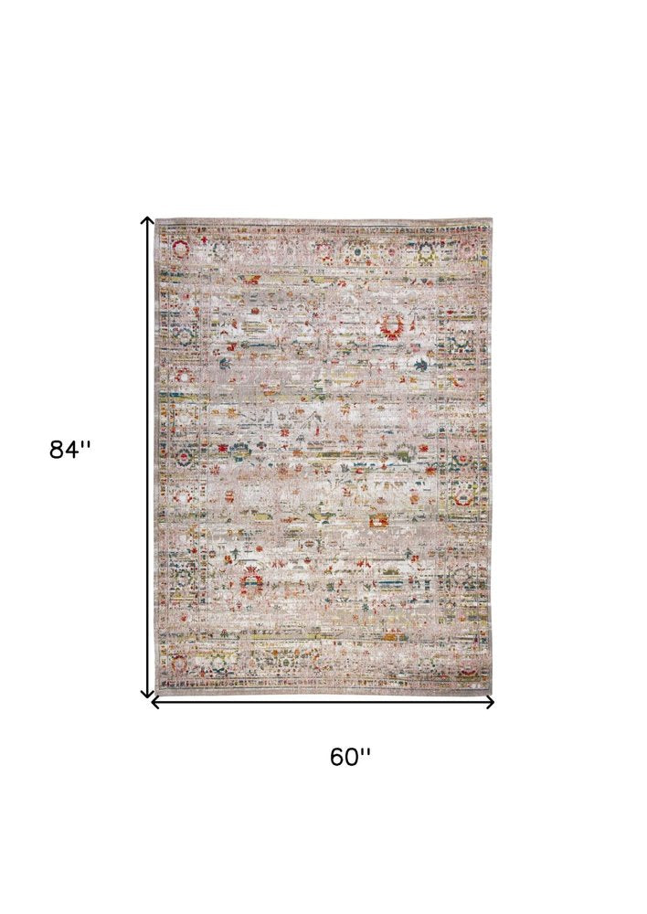 6' X 8' Gray and Brown Oriental Non Skid Area Rug