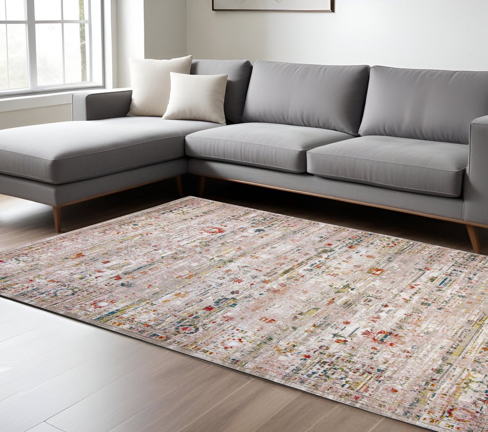 6' X 8' Gray and Brown Oriental Non Skid Area Rug