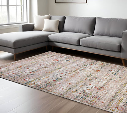 6' X 8' Gray and Brown Oriental Non Skid Area Rug