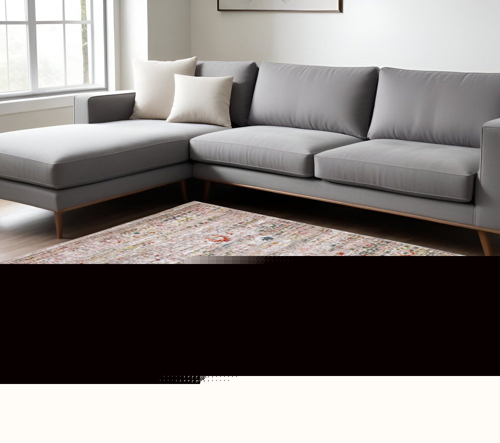 8' X 11' Gray and Brown Oriental Non Skid Area Rug