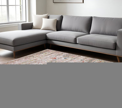 8' X 11' Gray and Brown Oriental Non Skid Area Rug