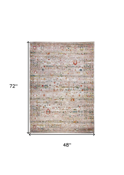 5' X 7' White Oriental Non Skid Area Rug