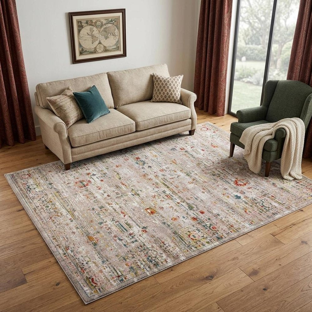5' X 7' White Oriental Non Skid Area Rug
