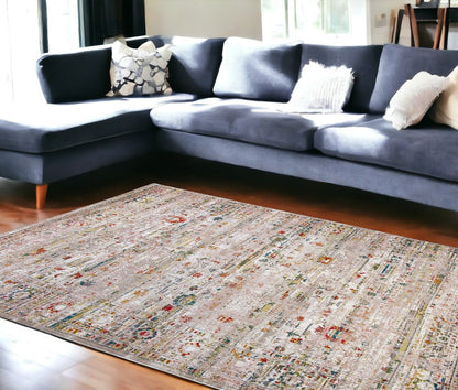 7' X 9' White Oriental Non Skid Area Rug