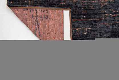 3' X 5' Black and Gold Abstract Non Skid Area Rug