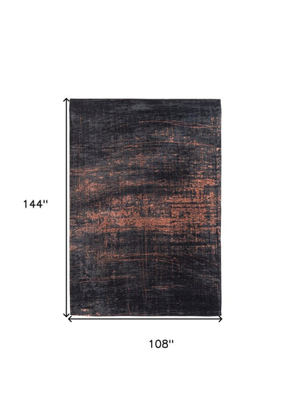 9' X 13' Black and Gold Abstract Non Skid Area Rug