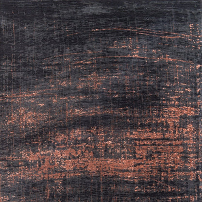 8' Black and Gold Round Abstract Non Skid Area Rug
