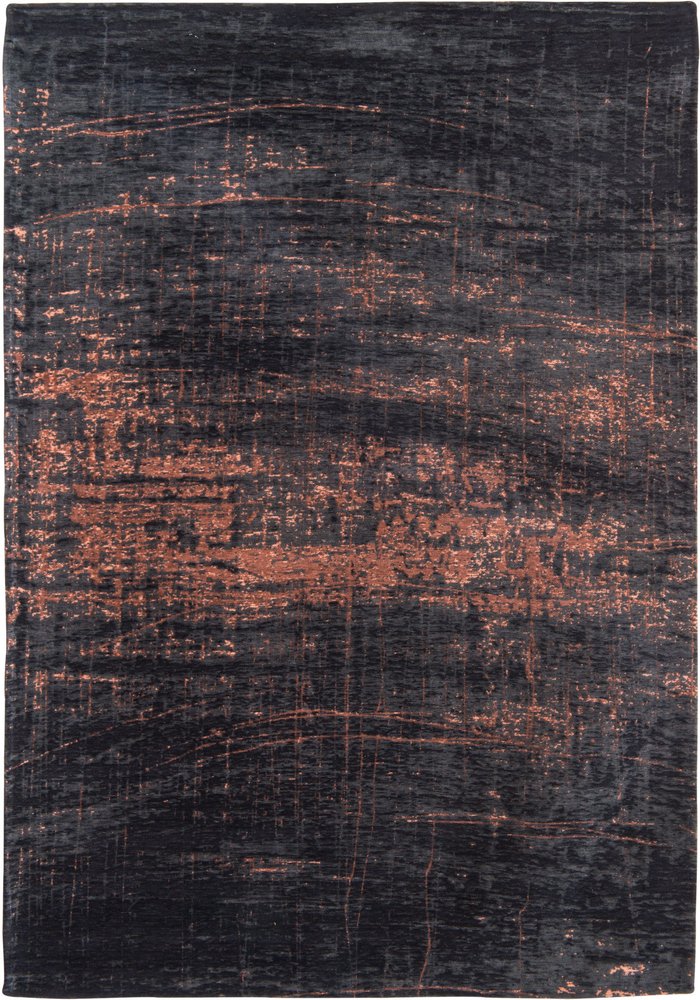 8' Black and Gold Round Abstract Non Skid Area Rug
