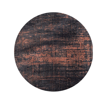 8' Black and Gold Round Abstract Non Skid Area Rug