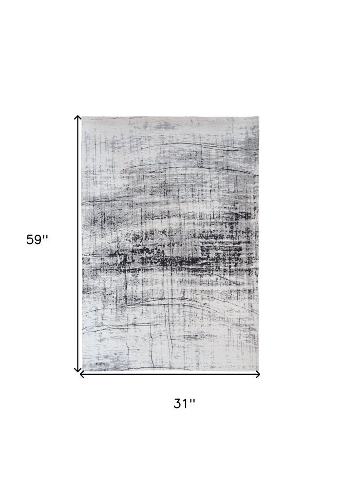 3' X 5' Black and White Abstract Non Skid Area Rug