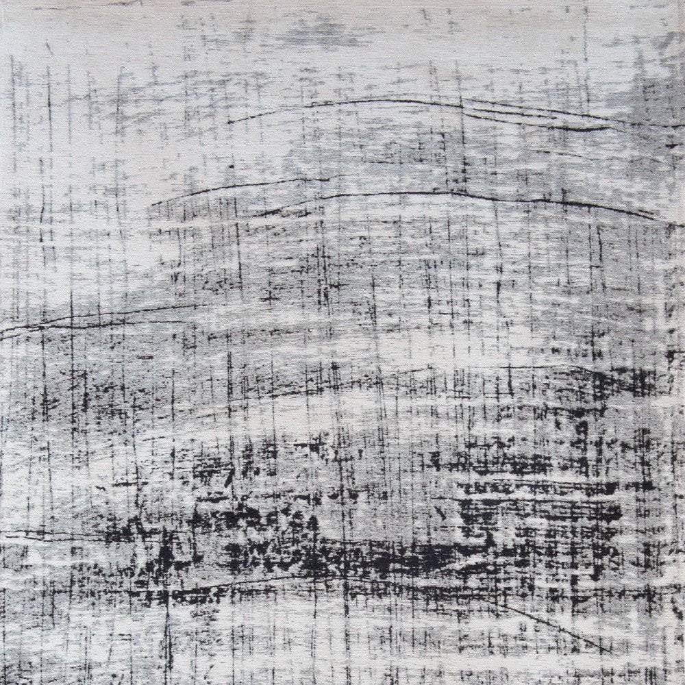 5' X 7' Black and White Abstract Non Skid Area Rug