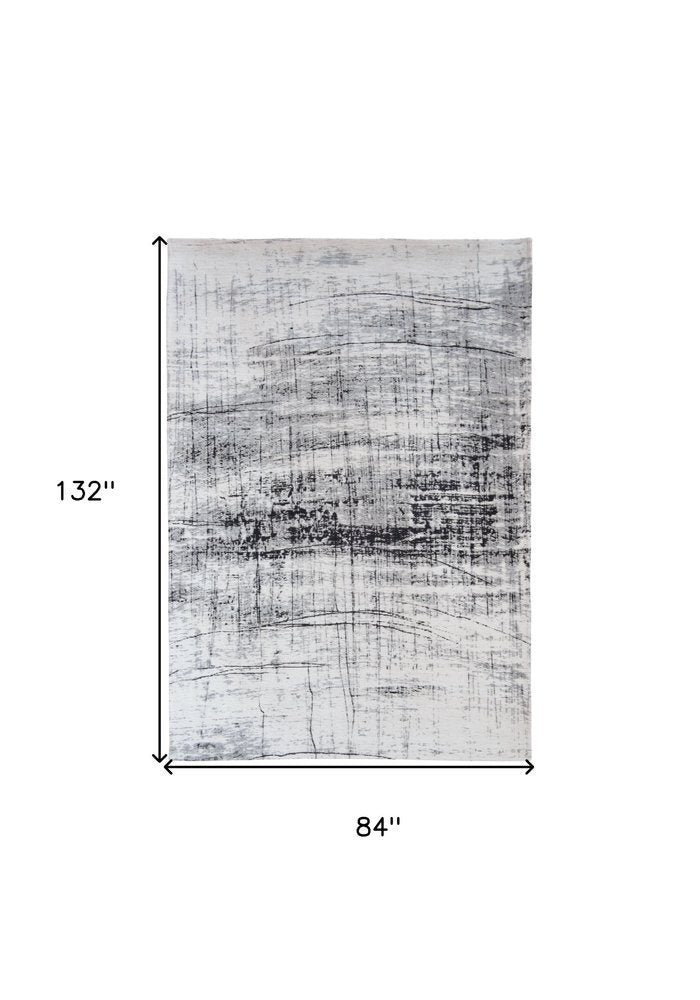 8' X 11' Black and White Abstract Non Skid Area Rug