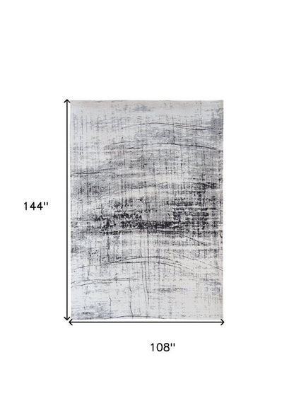 9' X 13' Black and White Abstract Non Skid Area Rug