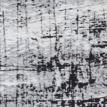 8' Black and White Round Abstract Non Skid Area Rug